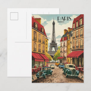 Carte Postale Paris France Tour Effiel vintage vieilles rues cad