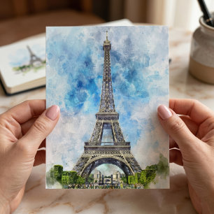 Carte Postale Paris France Tour Eiffel Aquarelle
