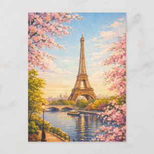 Carte Postale Paris France Tour Eiffel Fleurs de Cerisier