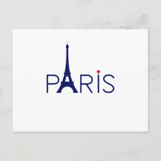 Carte Postale Paris France Tour Eiffel Texte et coeur