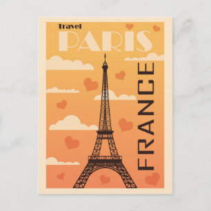 Carte Postale Paris France Tour Eiffel Vintage voyage de coeur