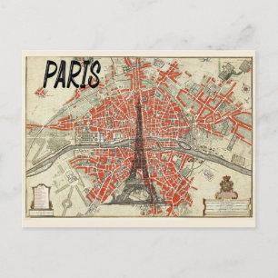 Carte Postale Paris France Vintage Tour Eiffel Voyage
