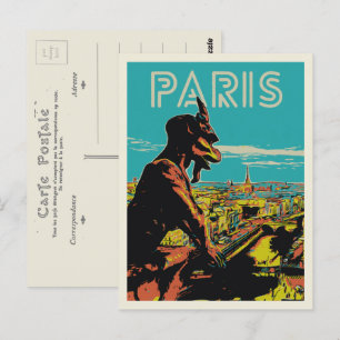 Carte Postale Paris France vue ville avec gargouille