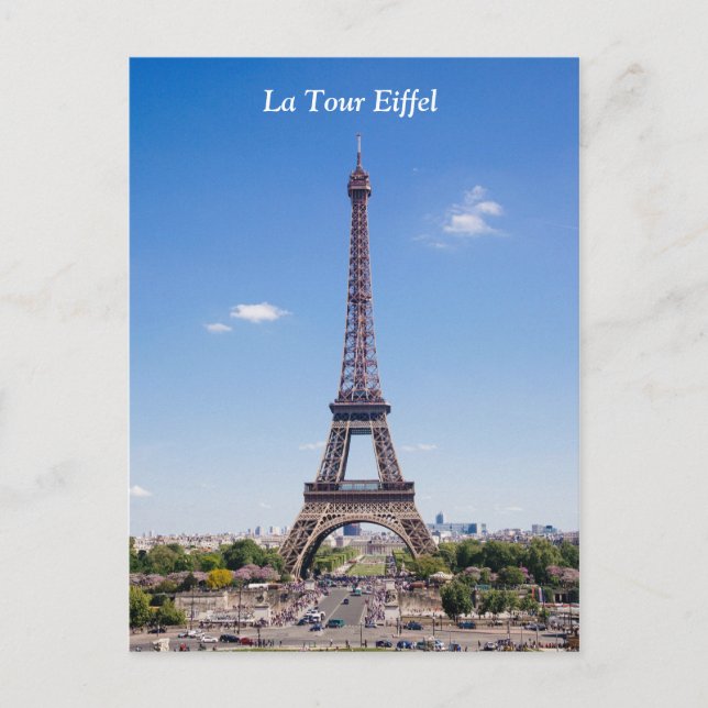 Carte Postale Paris La Tour Eiffel sur une photo bleu ciel (Devant)