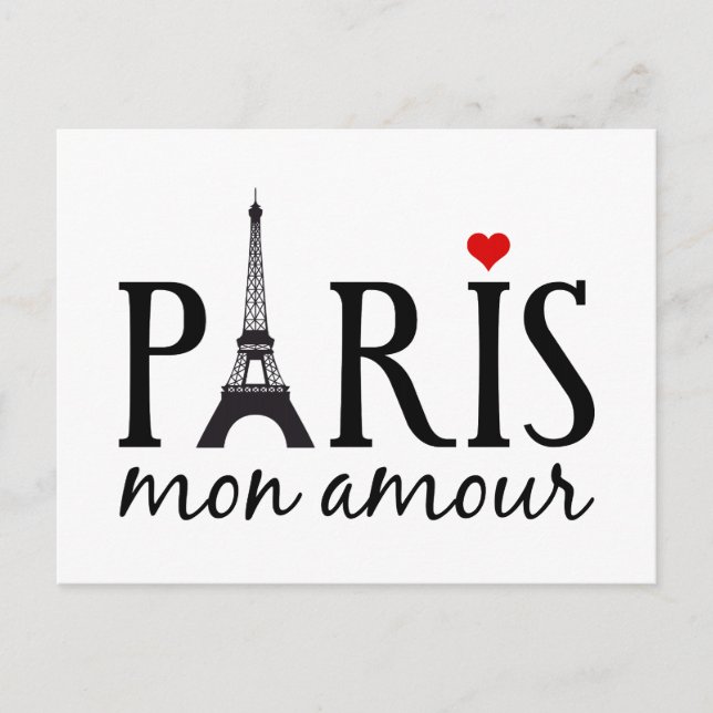 Carte Postale Paris mon amour avec la tour Eiffel (Devant)