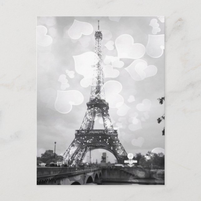 Carte Postale Paris Post Card, La Tour Eiffel en B/W (Devant)