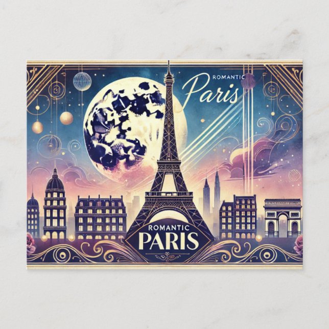 Carte Postale Paris romantique (Devant)