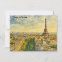 Paris Skyline en Aquarelle - Tour Eiffel