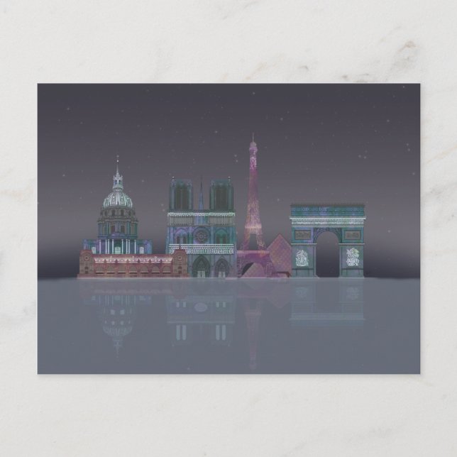 Carte Postale Paris Skyline Réflexions nocturnes (Devant)