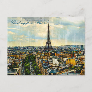 Carte Postale Paris skyline with the Eiffel