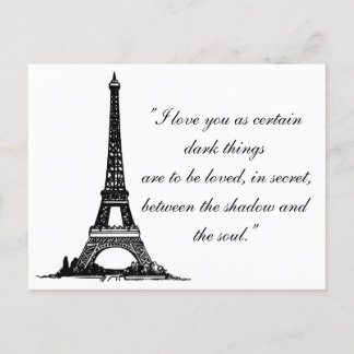 Carte Postale Paris Tour Eiffel avec texte de couple Amour