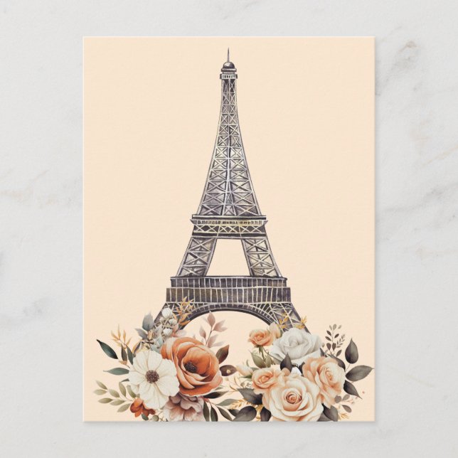 Carte Postale Paris Trip Eiffel Tower Beautiful Floral (Devant)
