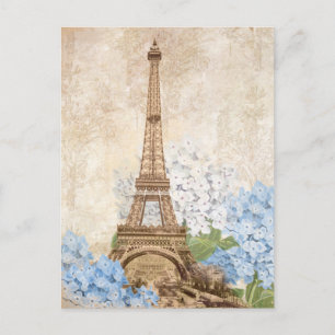 Carte postale Paris Vintage Blue Hydrangea