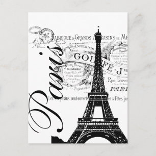 Carte Postale Paris Vintage & Étiquette de la Tour Eiffel