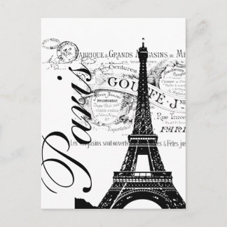 Carte Postale Paris Vintage & Étiquette de la Tour Eiffel