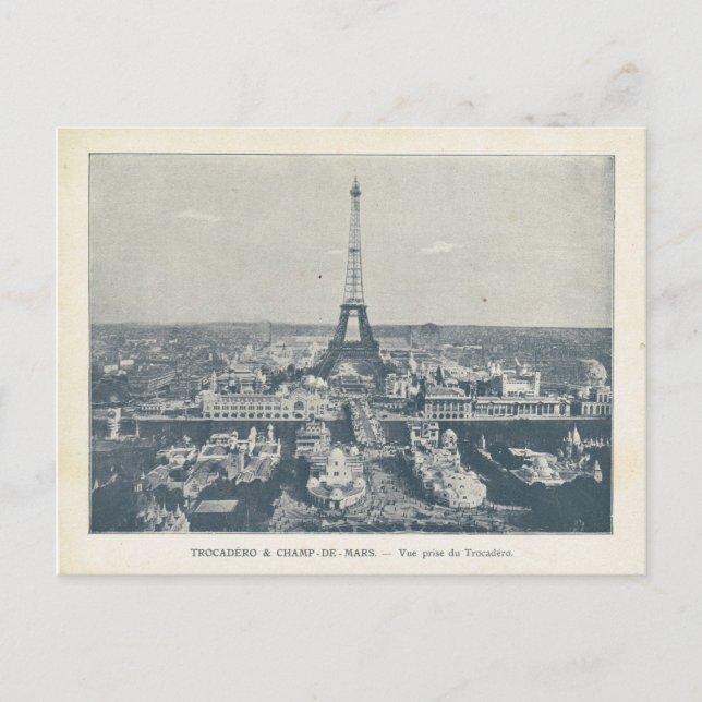 Carte Postale Paris vintage, Expo 1900, Trocadéro, Tour Eiffel (Devant)