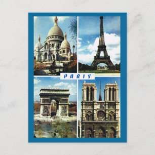Carte Postale Paris vintage, Paris Multiview