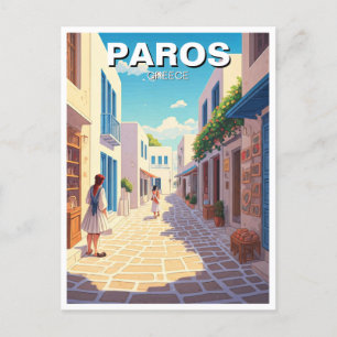 Carte Postale Paros Grèce Iles Cobblestone Street