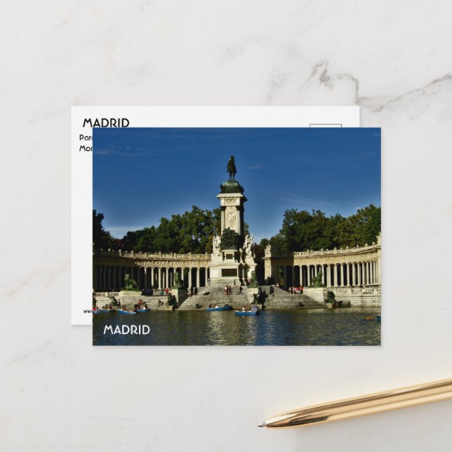 Carte Postale Parque El Retiro Madrid (Devant/Arrière en situation)