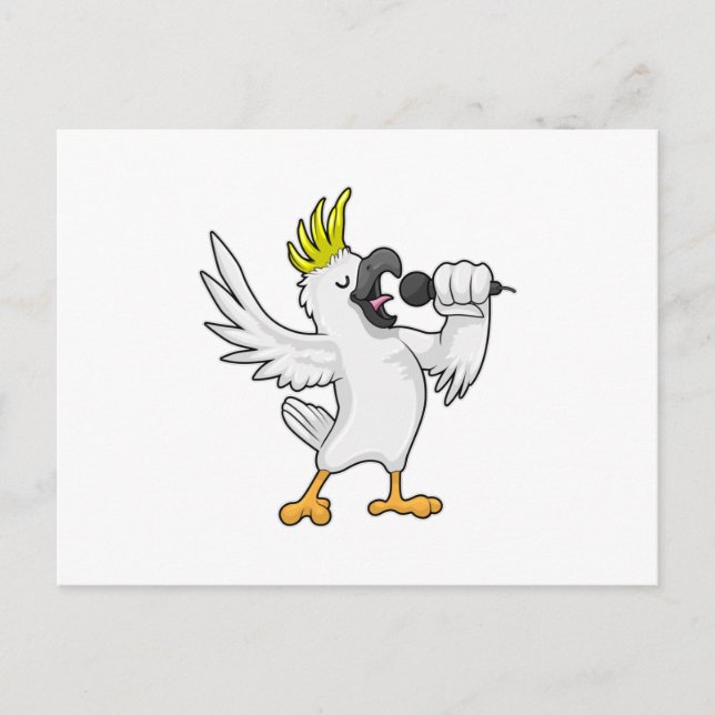 Carte Postale Parrot en chanteur avec microphone (Devant)