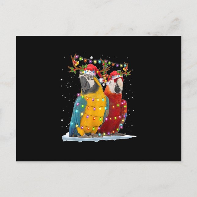 Carte Postale Parrot Reindeer Xmas Ornements de Noël légers (Devant)