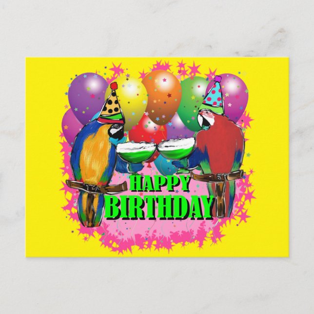 CARTE POSTALE PARROTS D'ANNIVERSAIRE (Devant)