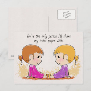 Carte Postale Partager Mon Papier Toilette Cute Funny Postcard