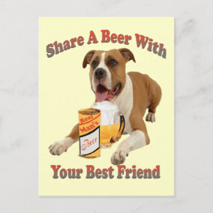 Carte Postale Partager une bière avec une boîte