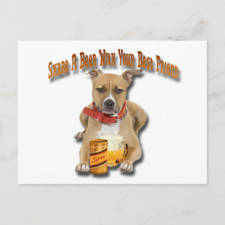 Carte Postale Partagez Une Bière Avec American Staffordshire Ter
