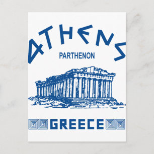 Carte Postale Parthénon - Athènes - Grec (bleu)