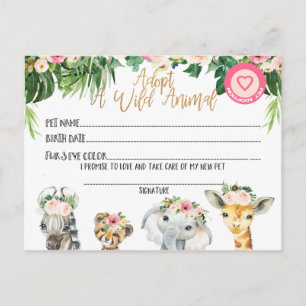 Carte Postale Parti Anniversaire Adopter Un Certificat D'Animal 