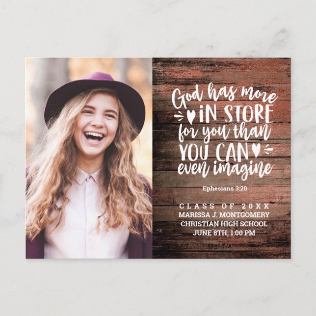 Carte Postale Parti de la graduation Bible Verse Rustique Photo (Devant)