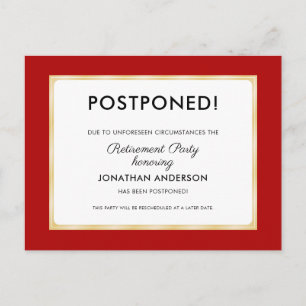 Carte Postale Parti de retraite repoussé Rouge et Or
