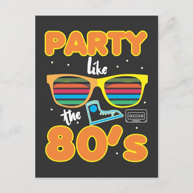 Carte Postale Parti des années 80 rétro comme les années 80 (Devant)