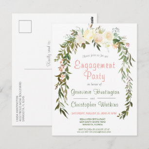 Carte Postale Partie d'engagement de l'arc floral aquarelle