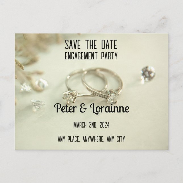 Carte Postale Partie d'engagement - enregistrer la date. Modifia (Devant)