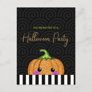 Carte Postale Parties scintillant amusante Citrouille Halloween 