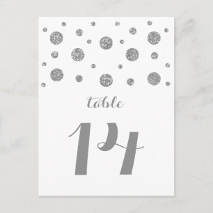 Carte Postale Parties scintillant Argent Confetti Numéro de tabl