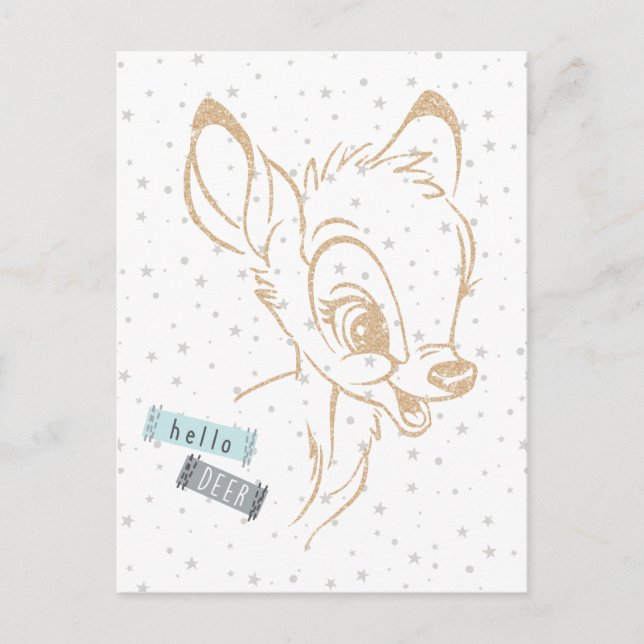 Carte Postale Parties scintillant Bambi Outline - Hello Deer (Devant)