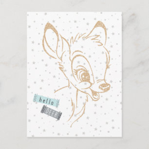 Carte Postale Parties scintillant Bambi Outline - Hello Deer