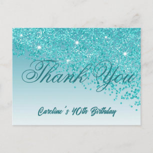 Carte Postale Parties scintillant Bleue turquoise, 40e anniversa