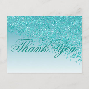 Carte Postale Parties scintillant bleue turquoise tons bleu Turq