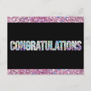 Carte Postale Parties scintillant brillante noire argent Félicit