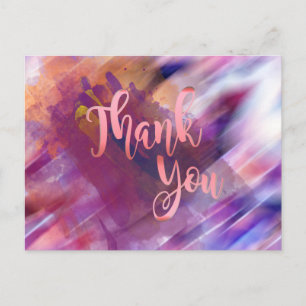Carte Postale Parties scintillant d'aquarelle rose Merci Rose or