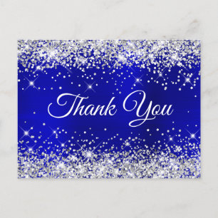Carte Postale Parties scintillant d'argent Blue Foil 21e anniver