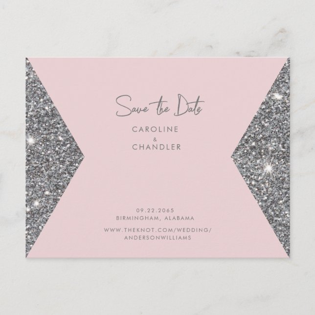 Carte Postale Parties scintillant d'argent et mariage rose photo (Devant)
