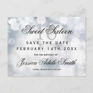 Carte Postale Parties scintillant d'argent glamour Sweet 16 enre