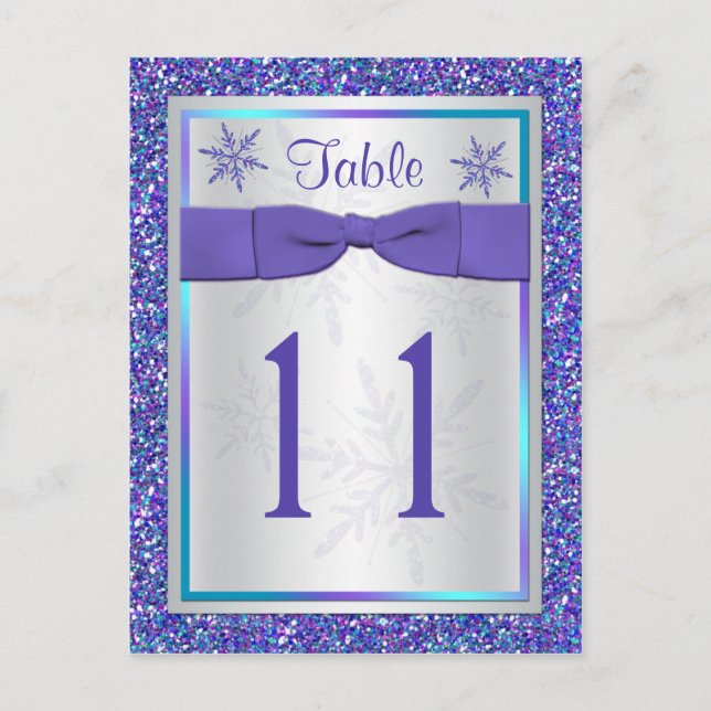 Carte Postale Parties scintillant d'argent violet flocons de nei (Devant)