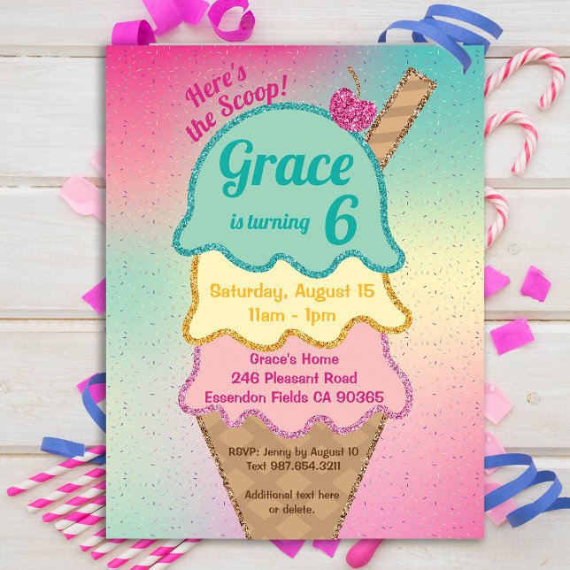 Carte Postale Parties scintillant de crème glacée arrosée Annive (Icecream glitter party!)