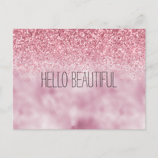 Carte Postale Parties scintillant de verre rose (Devant)